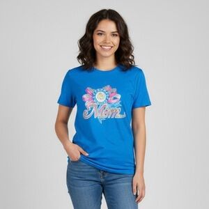 Vintage 80s Blue Glitter Mom CAROLE Tshirt - Small